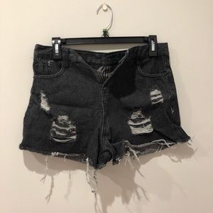 High waisted denim shorts